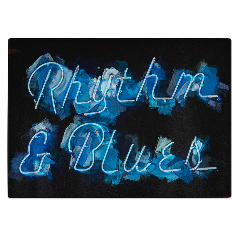 Tempered Glass Neon Rhythm and Sign Chopping Board, 39 cm W x 28.5 cm L