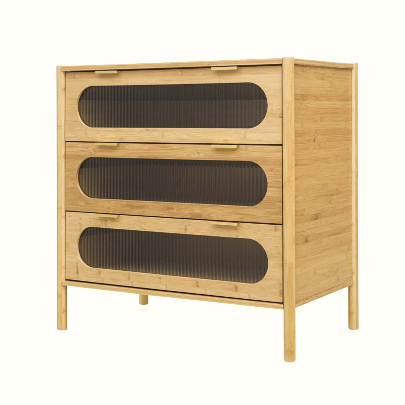 Commode d'appoint à 3 tiroirs en bois massif Yariana