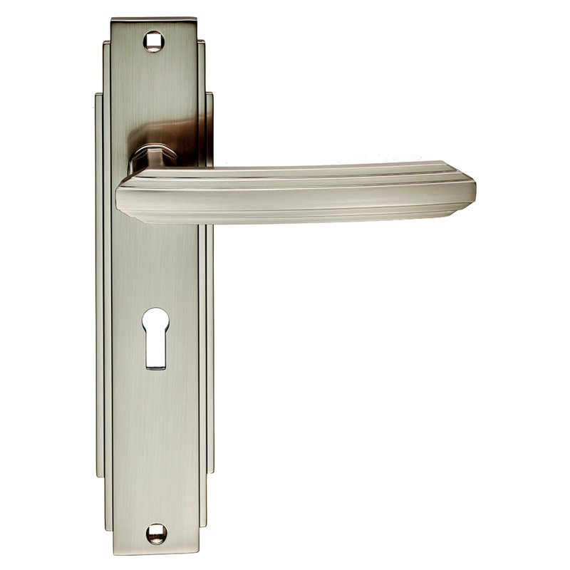 Lock Door Handle, Satin Nickel
