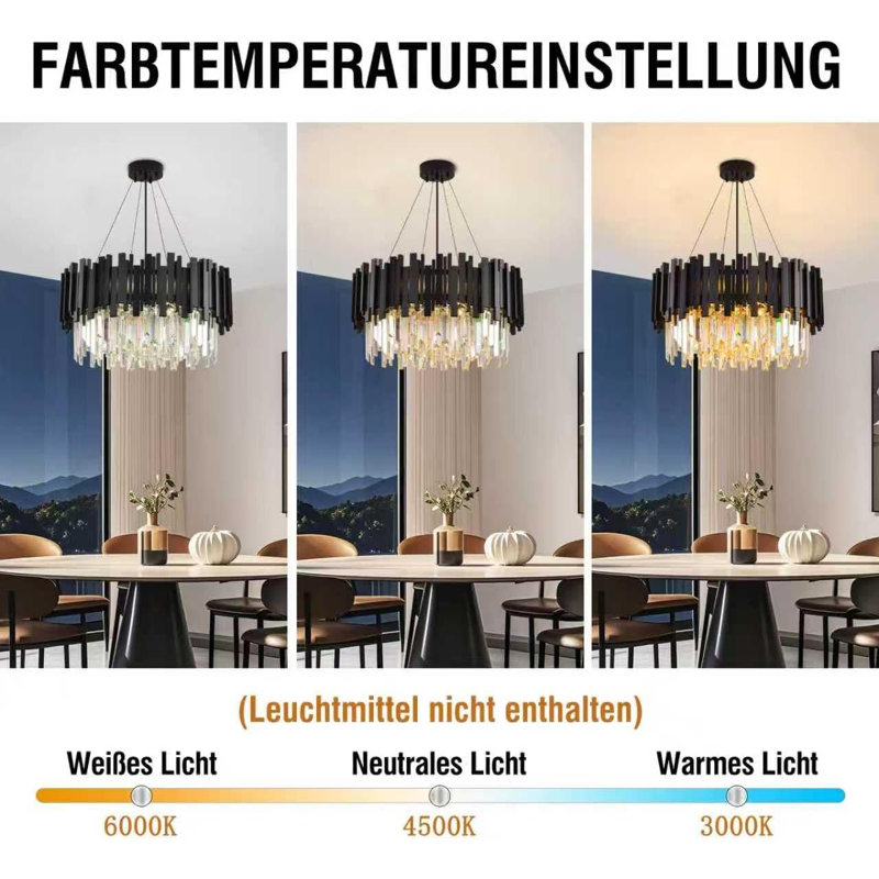 10 - Light Chandelier, Matte Black,  Length 55cm