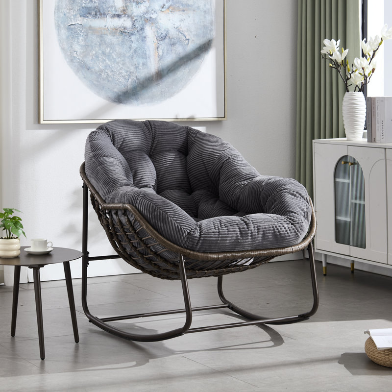 Chaise berçante d'extérieur en acier Alvan, Gris