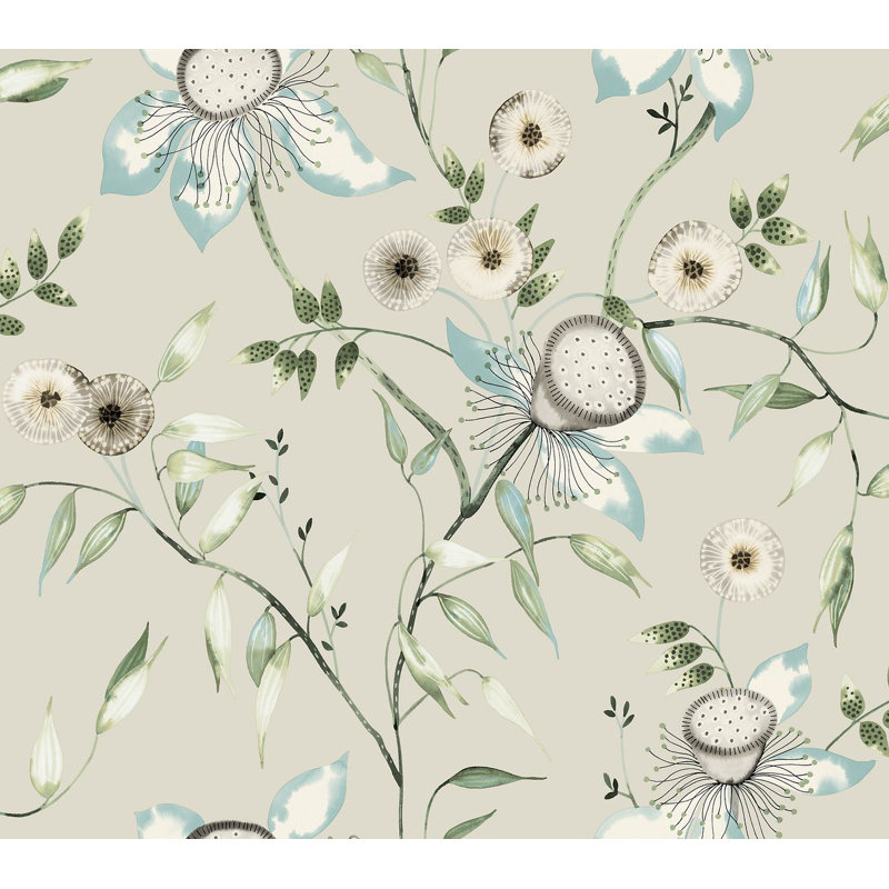 Rouleau de papier peint L 27 pi x l 27 po, Taupe/bleu