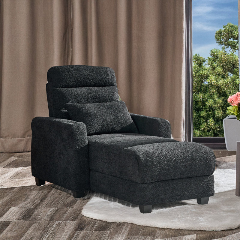 Fauteuil électrique multifonctionnel pour la détente et le confort, idéal pour diverses pièces, Tissu noir en laine d'agneau