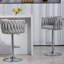Ensemble de 2 tabourets de bar pivotants à 360 ° avec housse en tissu, chaises de bar réglables à hauteur de comptoir avec dossier tissé et repose-pieds, tabourets de bar chromés argentés pour îlot de cuisine, café, pub (gris)-129519485
