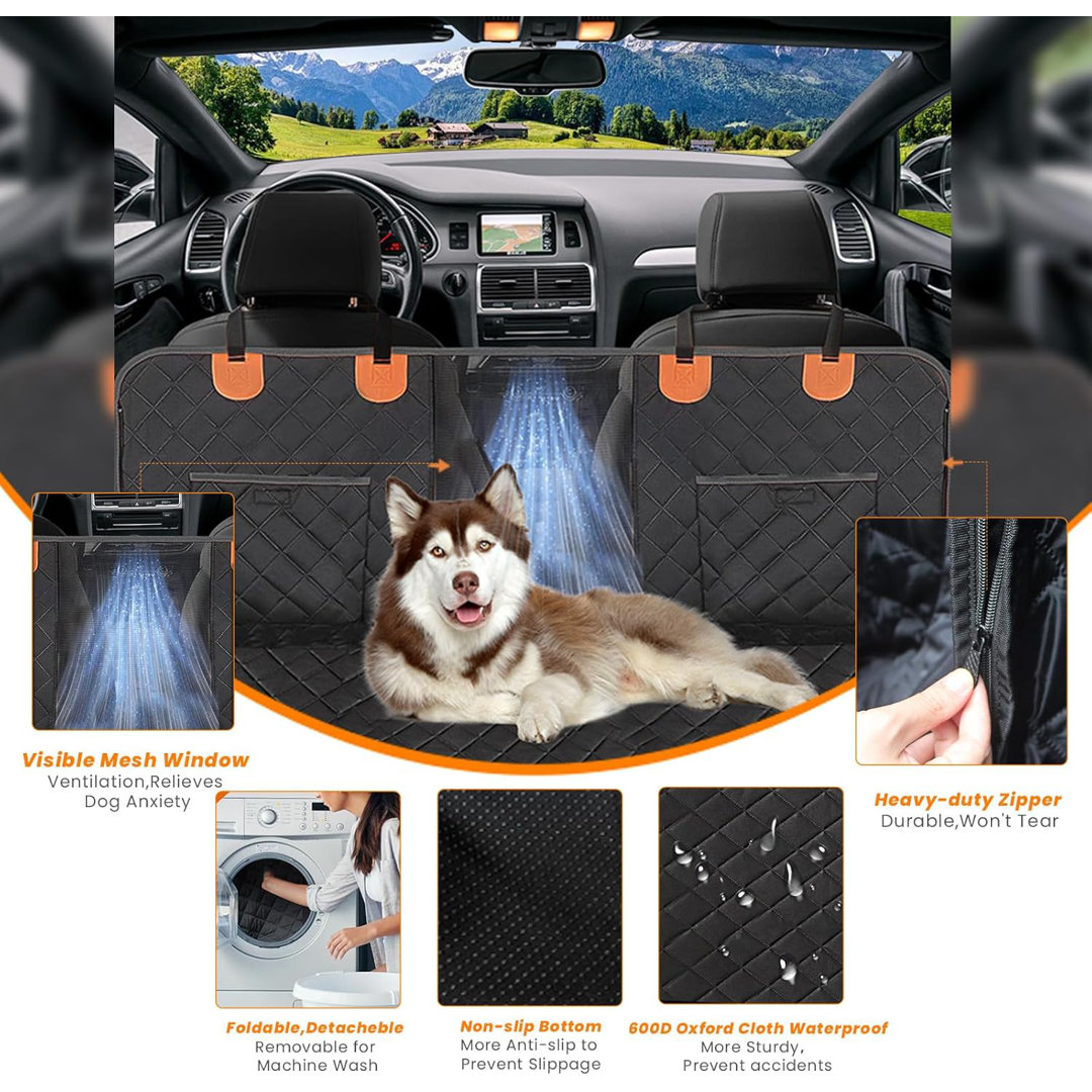 Dog Car Seat Cover For Back Seat, 1 Waterproof Pet Seat Cover &  side panel Hammock For Cars Trucks And Suvs,XL PETORREY