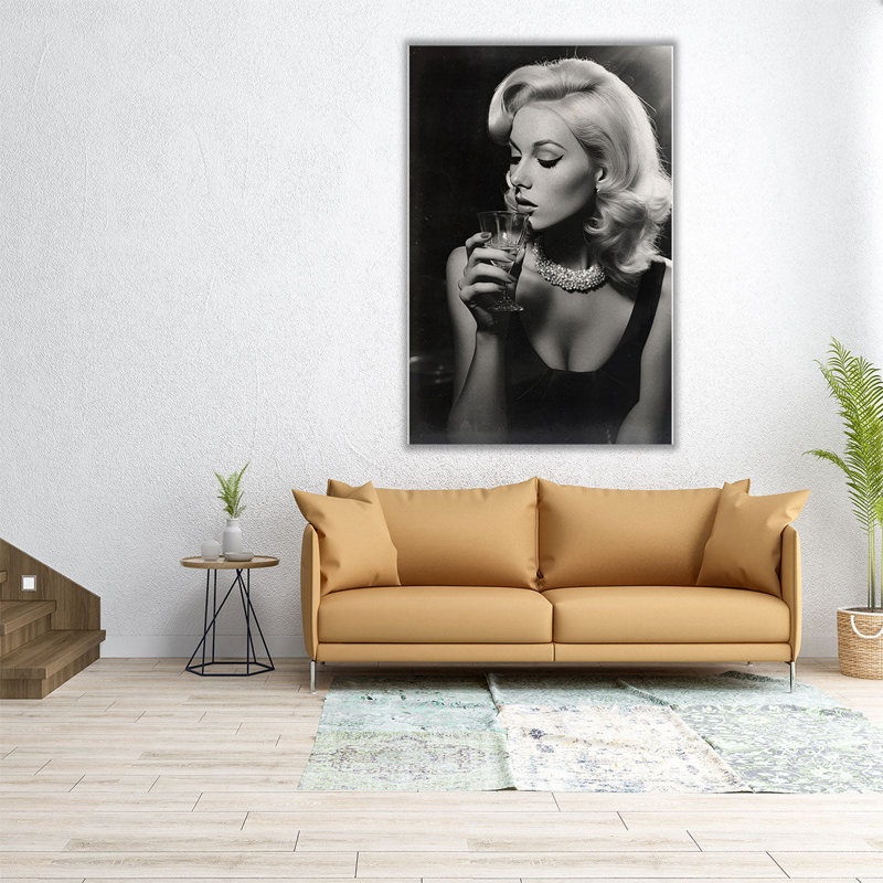 Martini noir et blanc - reproduction d'art sur toile, H 60 po x l 40 po