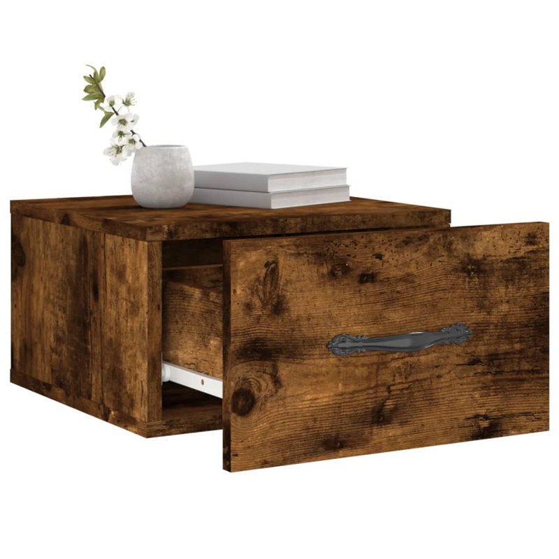 Courtnie 35cm W Manufactured Wood Bedside Table, Smoked Oak