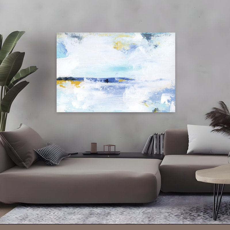 Art mural de paysage côtier abstrait audacieux, H 48 po x l 32 po