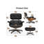 Dessus en cuir fleur noir, chaise longue et repose-pieds de style Mid-Century, conception moderne de chaise classique, support de base robuste pour bureau d'étude de salon, noyer, rehausse