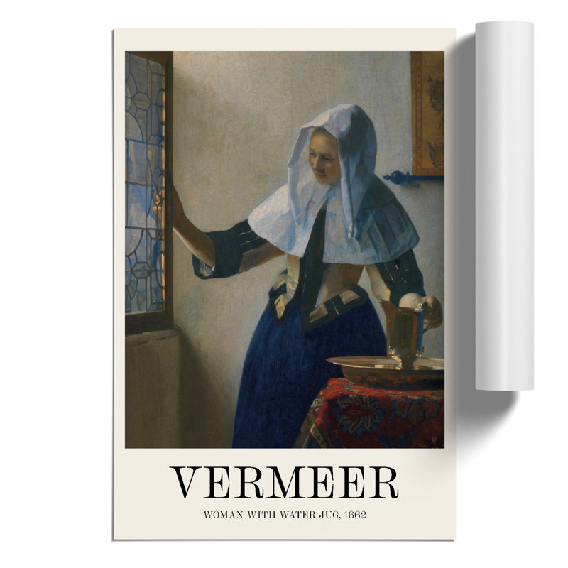 Young Woman with a Water Pitcher Print by Johannes Vermeer - Frameless Print, 59cm H x 42cm W x 0.1cm D