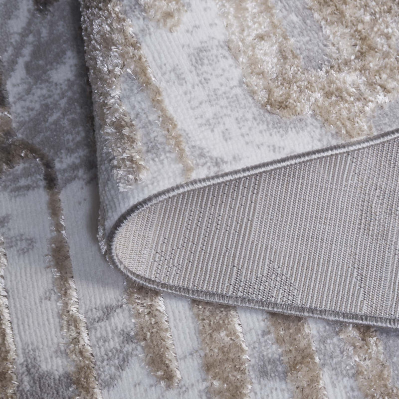 Tapis ivoire / gris Maya 110, Rectangle 5'3" x 7'6"
