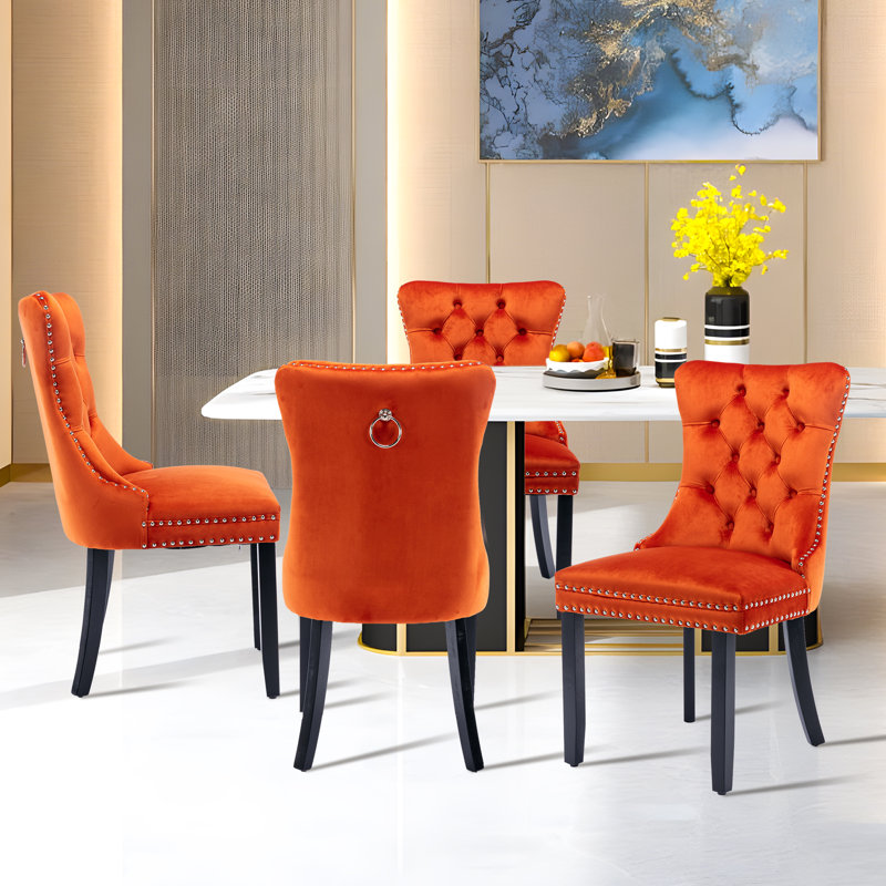 Chaise de salle à manger Kenta, Noir, Orange