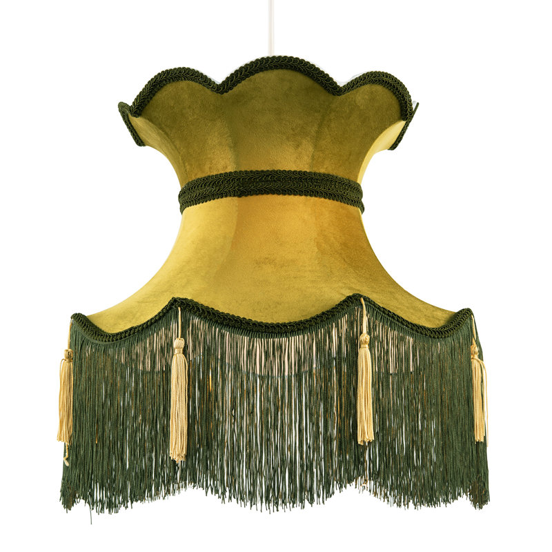 28cm H Velvet Empire Lamp Shade ( Screw On ) in Green