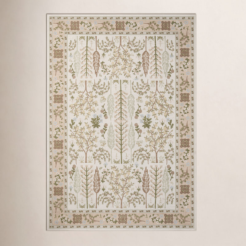 Tapis crème Rifle Paper Co. x Loloi, Rectangle 5 pi x 7 pi 6 po