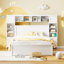 Lit moderne, lit en bois avec armoire tout-en-un, tablette et prises, lit gigogne