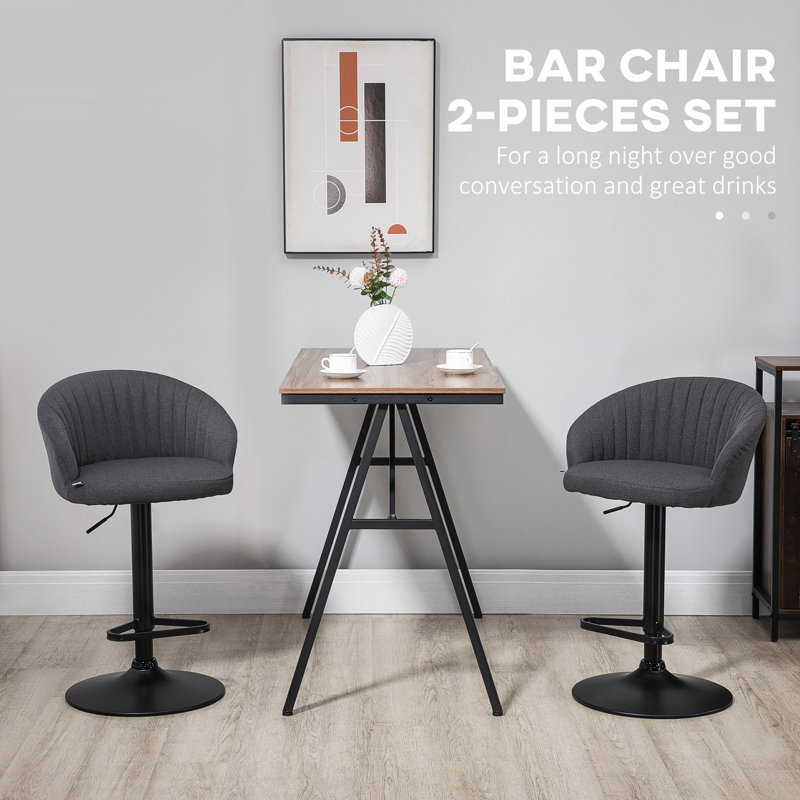 Swivel Upholstered Adjustable Height Counter Stool with Metal Frame, Gray/Black