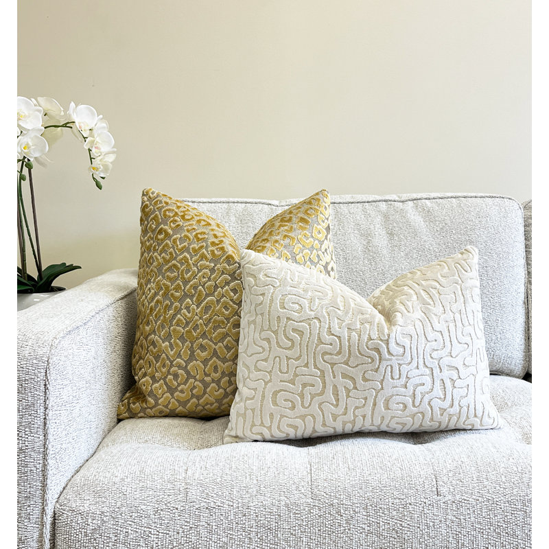 Housse de coussin en velours doré, H 22 po x l 22 po