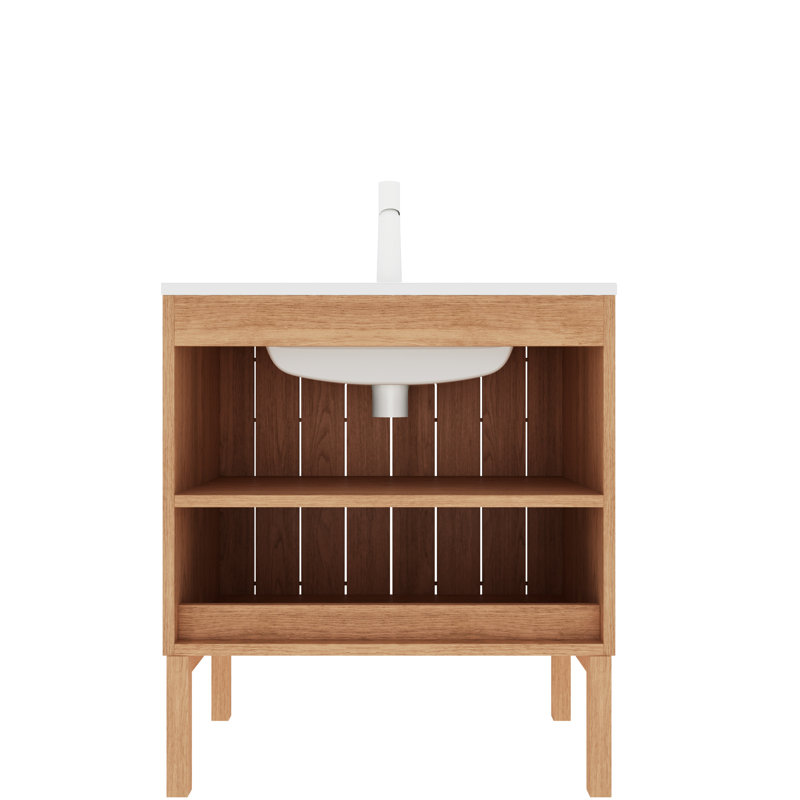 Meuble-lavabo autoportant en céramique blanche