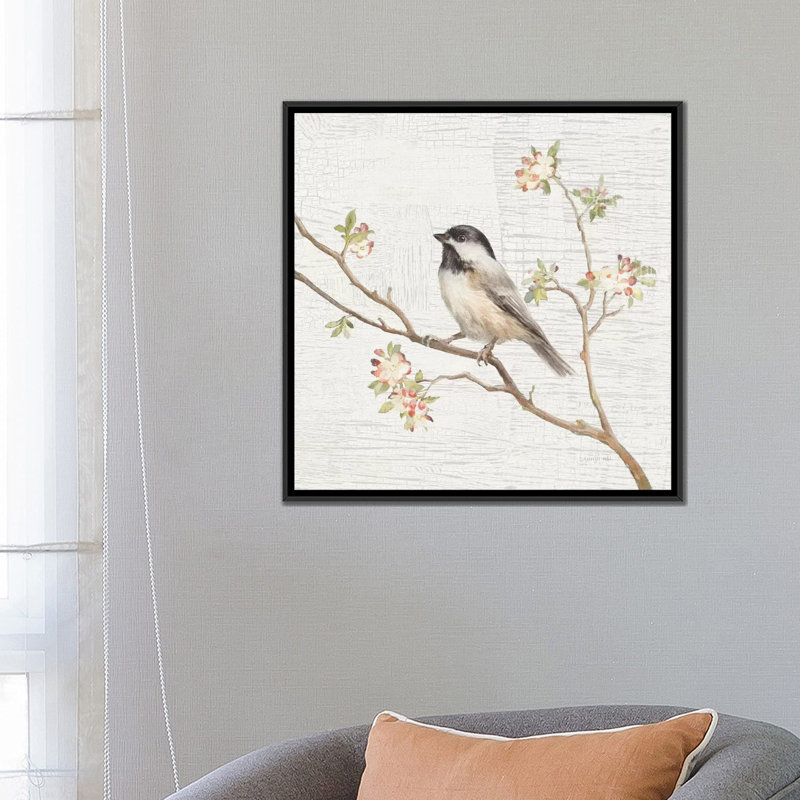 «Vintage Black Cappé Chickadee», reproduction d'art sur toile, H 12 po x l 12 po x P 1,5 po, Pas de tapis