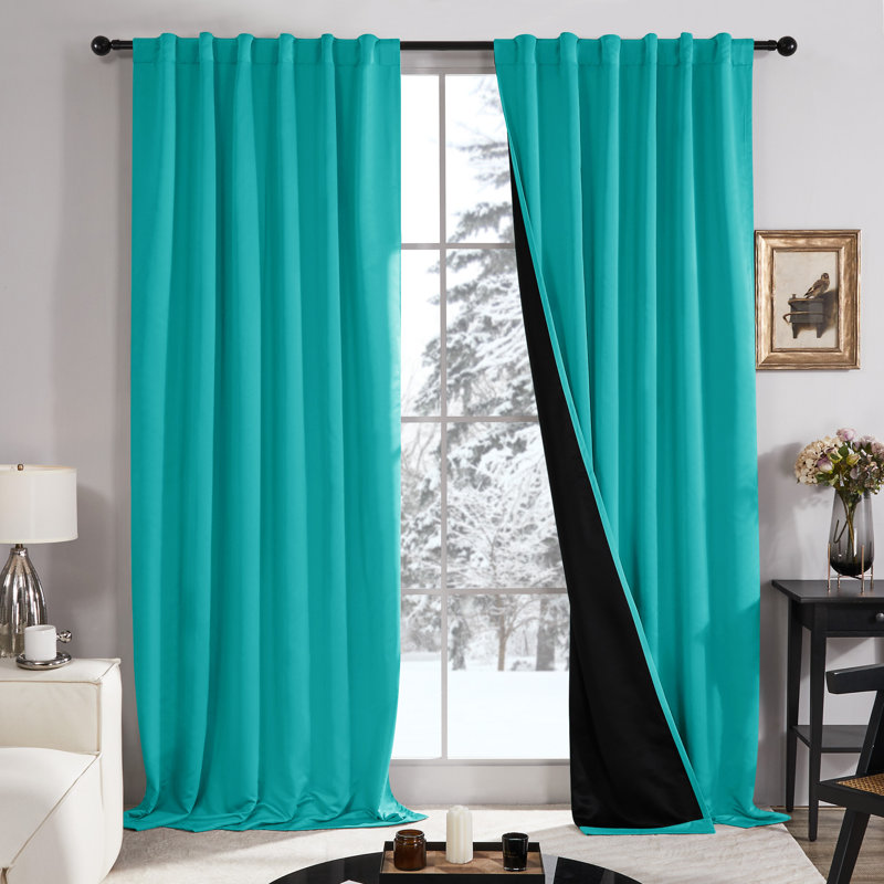 Wingard Blackout Curtain Pair, 52" W x 63" L, Teal Blue