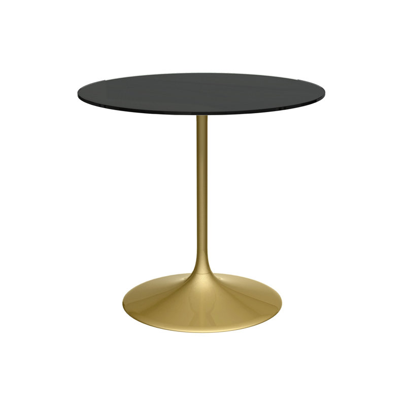 Clarke County Round Glass Top Metal Base Dining Table, 74.5cm H x 80cm W x 80cm D, Brass