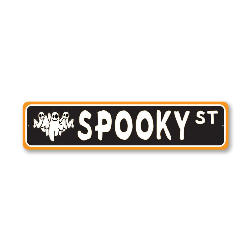 Plaque en aluminium Spooky Street, H 4 po x l 18 po x P 0,04 po