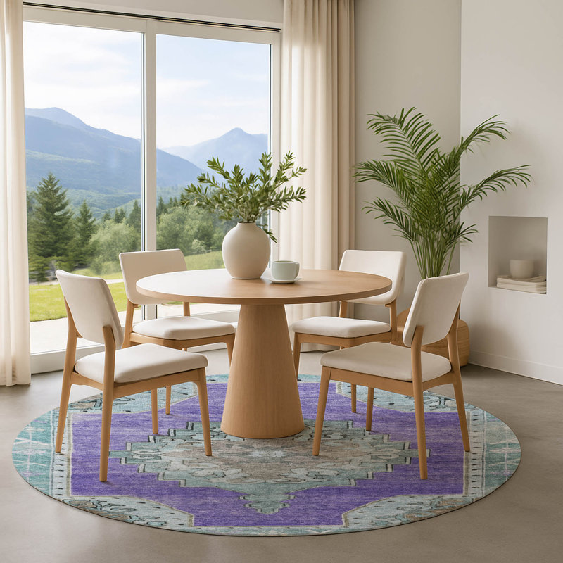 Premium Machine Washable Lubbers AMF1731 Global Rug, Round 8'
