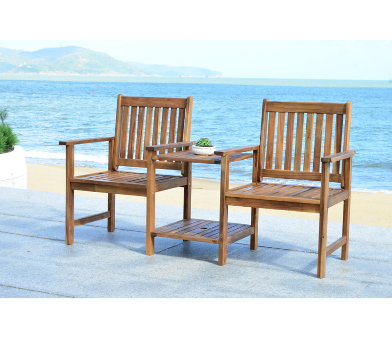Outdoor Aanchal Wooden Love Seat, Teak Brown