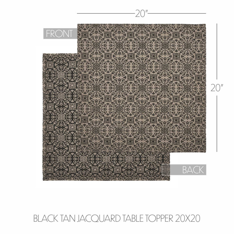  Geometric Table Topper, Tan/Black, 20" Square