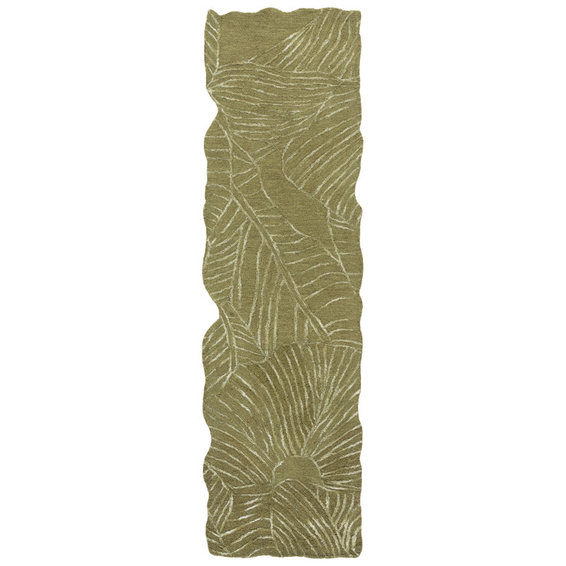 Soho 183 Hand Tufted Viscose; Wool Floral Rug in Green, Runner 2'3" x 8'