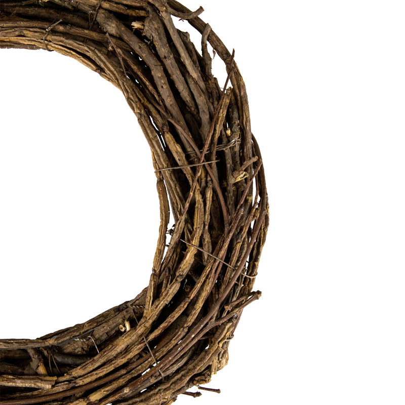Natural Grapevine and Twig Artificial Spring Wreath Unlit, 12" H x 12" W x 3" D