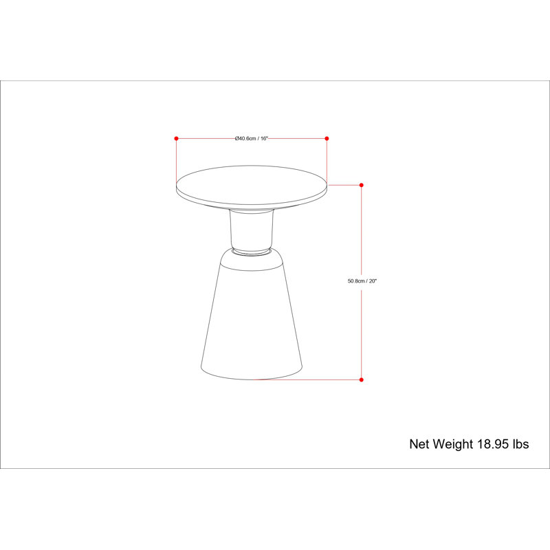 Table de bout contemporaine en marbre véritable de 16 po avec base sculpturale en métal Leyla