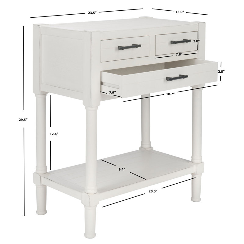 Filbert Distressed White 28'' Wood & Metal Console Table with Storage
