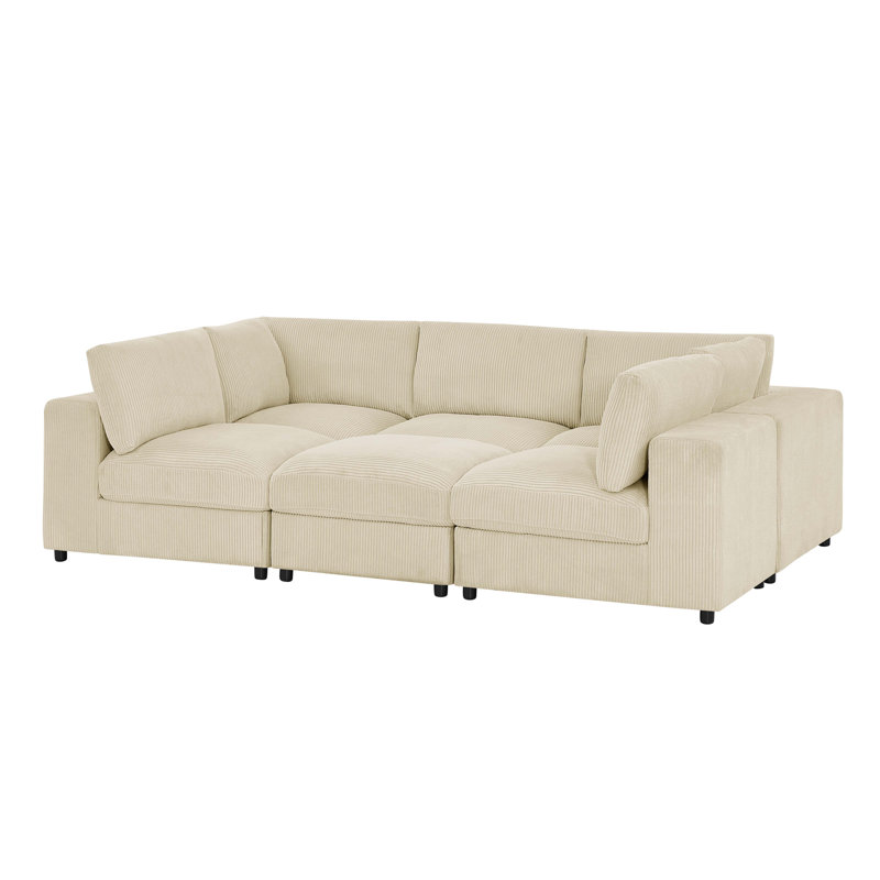 Canapé modulaire réversible en velours côtelé, 104" W, Does Not Apply, Beige Fabric