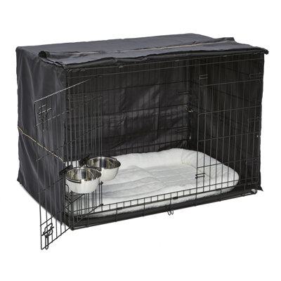 MidWest Homes for Pets iCrate Dog Crate Starter Kit / Includes Dog Crate, Bed, 2 Bowls, Crate Cover