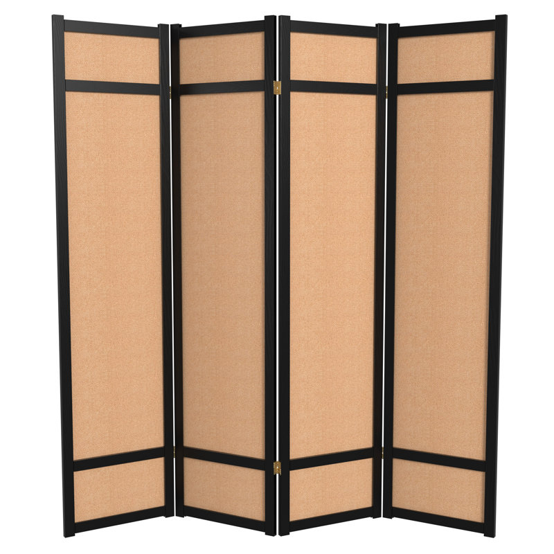 Paravent en jute 6 pi Clarke, Noir, 4