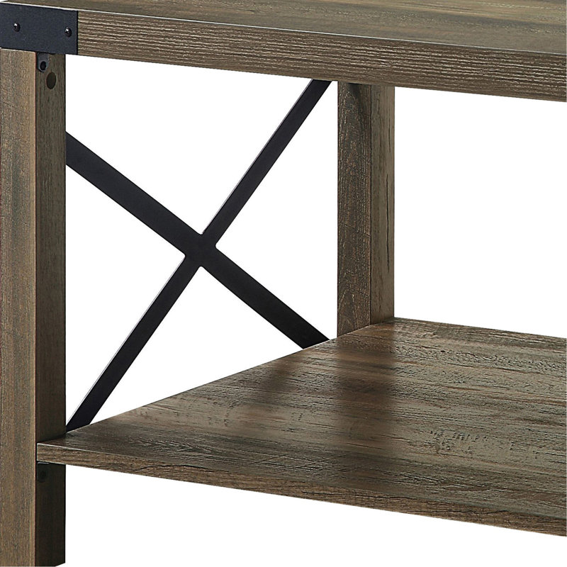 Table rectangulaire rustique avec tablette pour livres et collations
