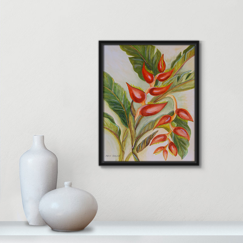 Imprimé Heliconia par Mike Ragan pour , H 15,5 po x l 12,5 po, Noir