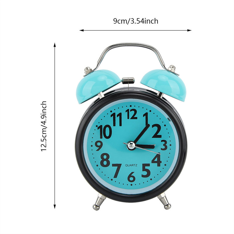 Light Blue Night Luminous Alarm Clock Double Bell Bedside