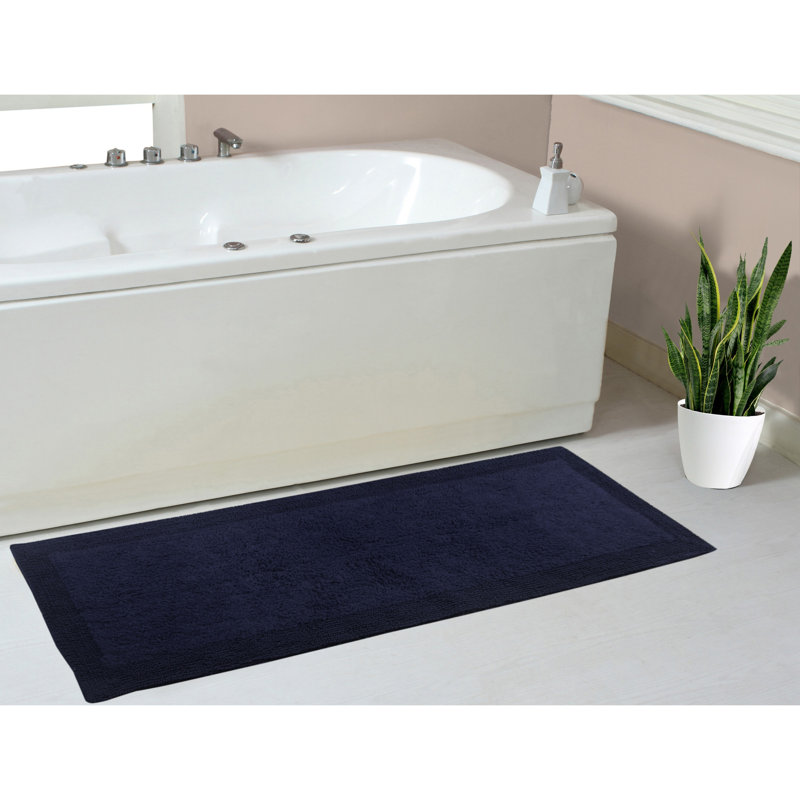 Tapis de bain réversible de couleur unie BRUSS, Marine, L 21 po x L 54 po