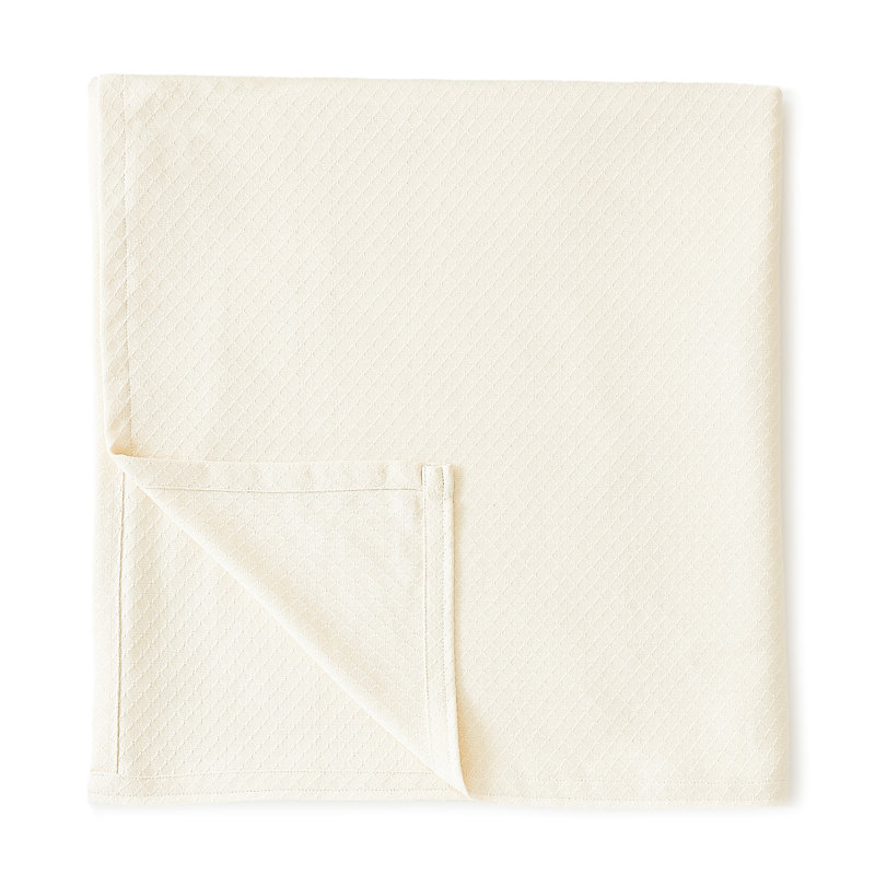 Diamond Egyptian-Quality Cotton Blanket, 108" W x 90" L, Cream