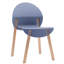 Paquet de 4 chaises gris-bleu pour une utilisation intérieure, pieds en bois de chêne rouge avec grain naturel, siège en polypropylène de qualité industrielle doté de caractéristiques imperméables et anti-rayures, support de résistance commerciale, plancher