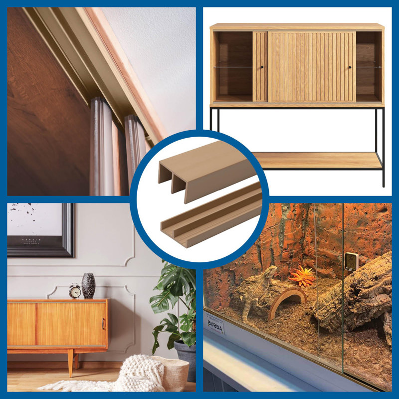 Rail pour porte coulissante 1/4 "- ensemble supérieur et inférieur en plastique beige 48", lot de 3 - Outwater, Beige