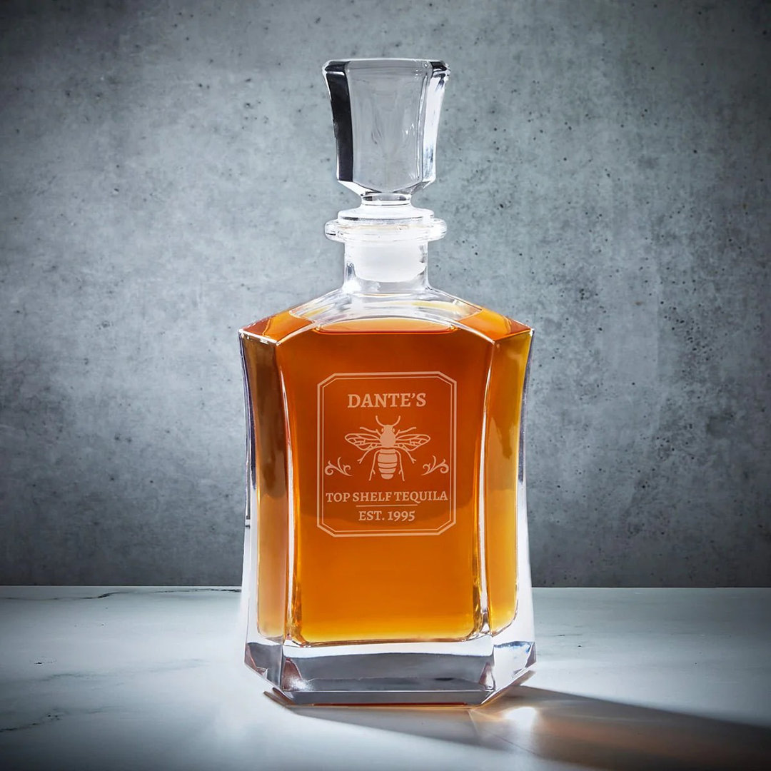 Tequila Master Custom Whiskey Decanter, 23 oz - Custom Decanter Home Wet Bar 