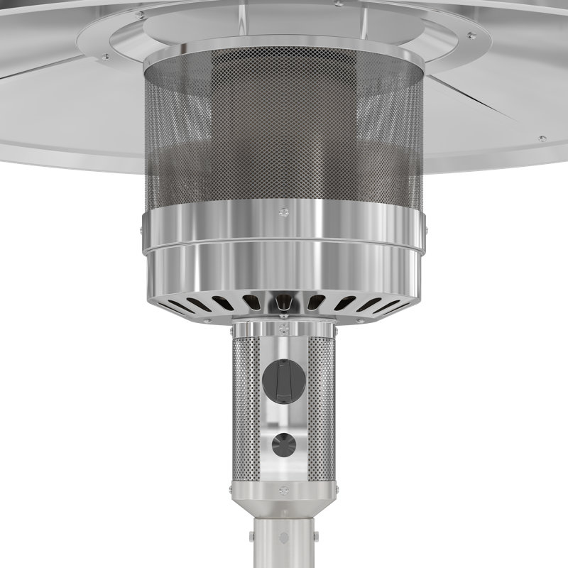 Chauffe-terrasse autoportant au propane 50 000 BTU avec roues, auto-extensible et brûleur à double couche en acier inoxydable (argent)