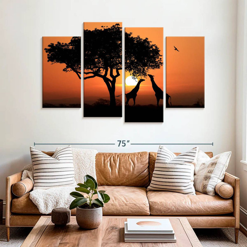 Couple de girafes au coucher du soleil