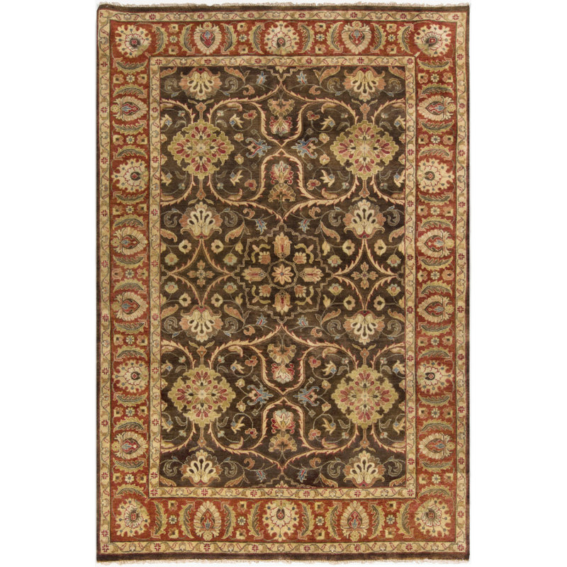 Tapis gris en laine noué à la main Harrell, Rectangle 2 pi x 3 pi