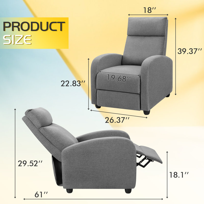 Fauteuil inclinable large de 28,8 po Kraker, Mélange de polyester gris