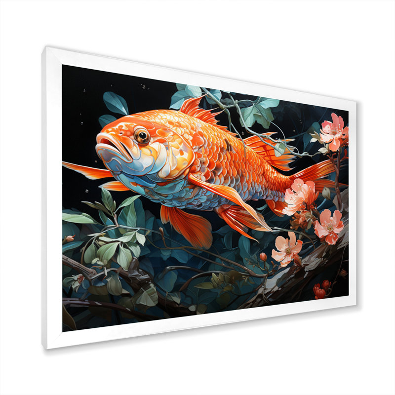 " Fishing Harmonious Hues II ", 12" H x 20" W x 1" D, White Single Picture Framed