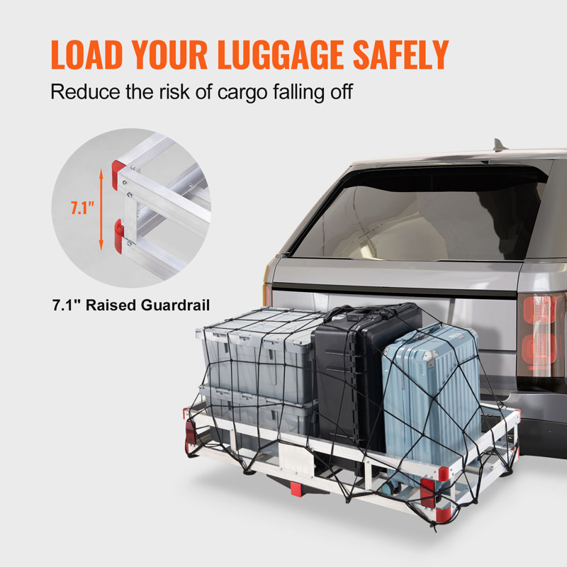 Hitch Cargo Carrier Aluminum Heavy Duty Silver for Truck SUV